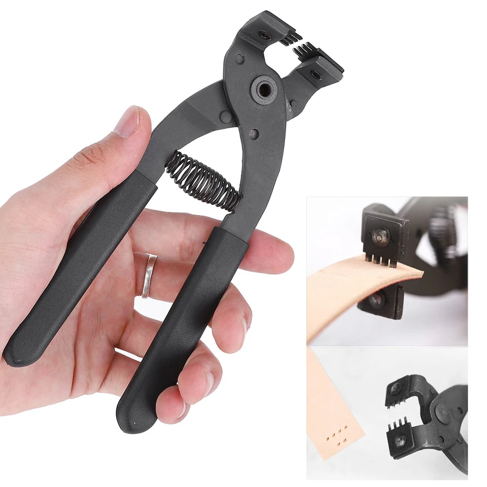 Leather Craft 17cm HandHeld Carbon Steel Silent Pliers Leather Craft Hole Punch Tool 4mm Stitching Chisel Hole Puncher