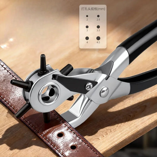 1pc-Belt Punch Pliers Leather Belt Hole Eyelet Puncher Revolve Sewing Machine Bag Tool Watchband Strap Hand Tools