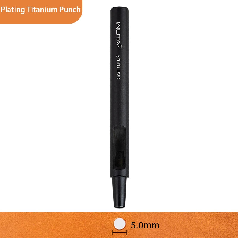 WUTA 1-10pcs Plating Titanium Leather Hole Punching Tools Set Round Hollow Puncher DIY Leather Craft for Watch Band,Belt,Fabric