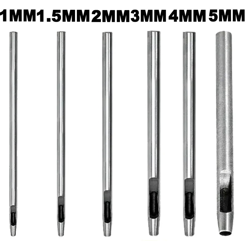 1-6Pcs Leather Round Hole Punch Carbon Steel Hollow Punching Cutting Cutter Tool for Leather Fabric Plastics Gaskets Bags 1-5mm