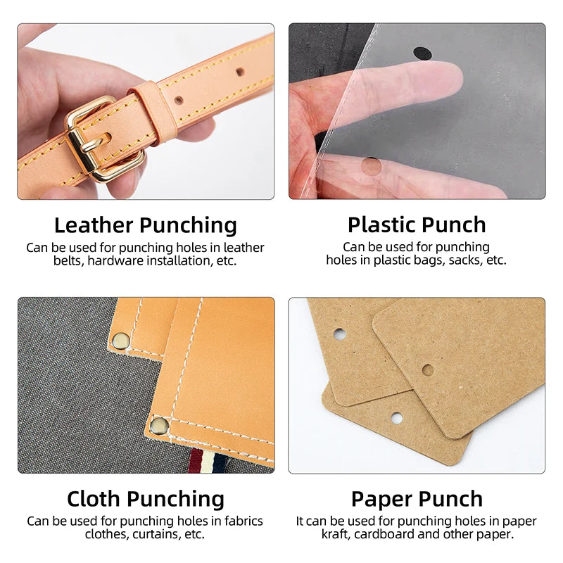 WUTA 1-10pcs Plating Titanium Leather Hole Punching Tools Set Round Hollow Puncher DIY Leather Craft for Watch Band,Belt,Fabric