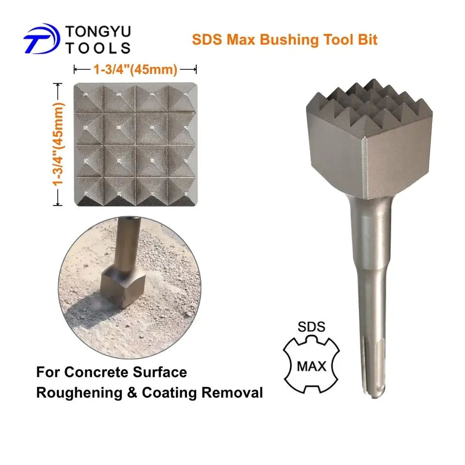 SDS Max Bushing Tool Bit Concrete Bush Hammer Chisel for Surface Roughening Coating Removal Rotary Hammer