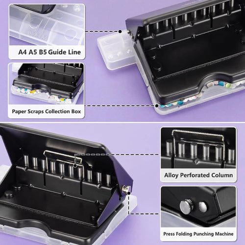 10-Holes Puncher Cutter for Office Stationery Tool Puncher Paper Hole DIY Creative Photo Hole Punch Disc Ring Binding Cutter