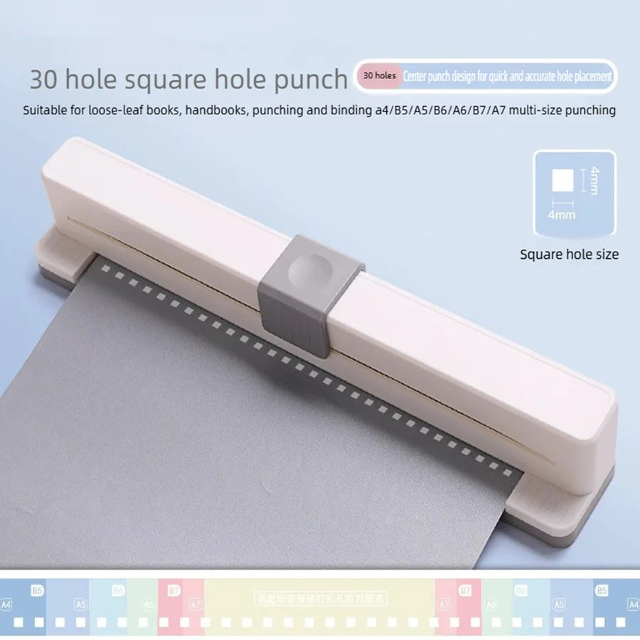 30-hole love-shaped hole puncher - Multi-functional adjustable hole spacing, suitable for A4/B5/A5/B6/A6 format binding