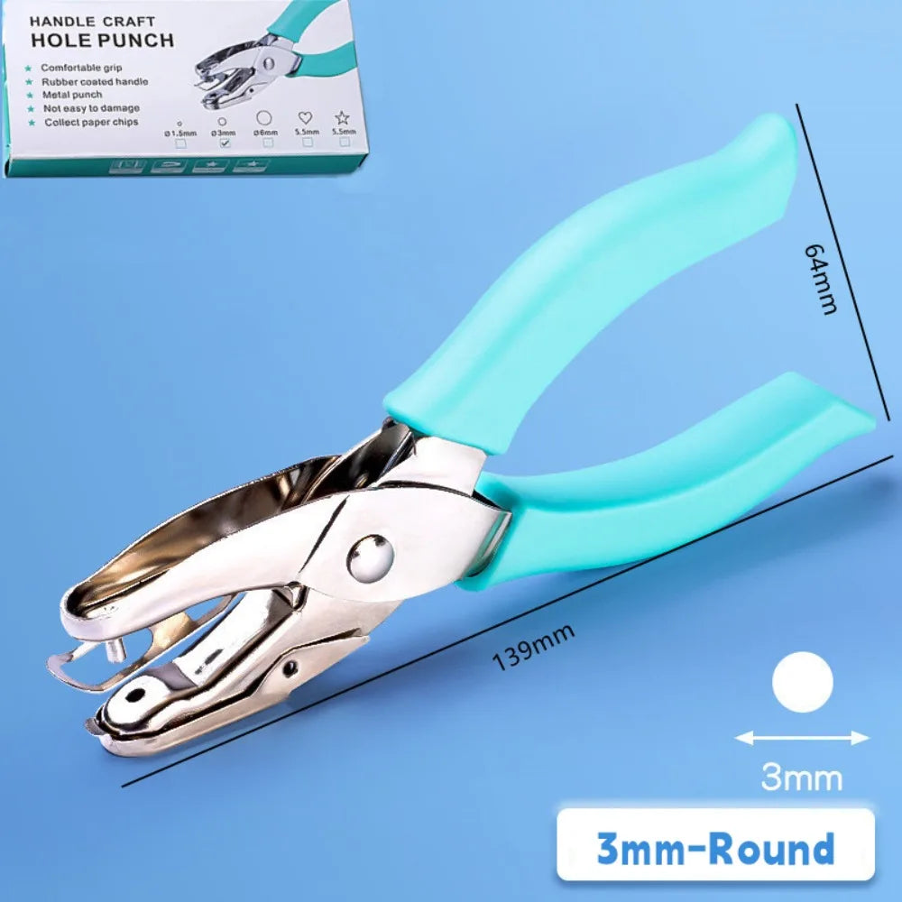 Round/Star/Heart Shape Punching Machine Labor-saving Single Hole Embosser DIY Craft Loose-leaf Binding Tools Hole Puncher