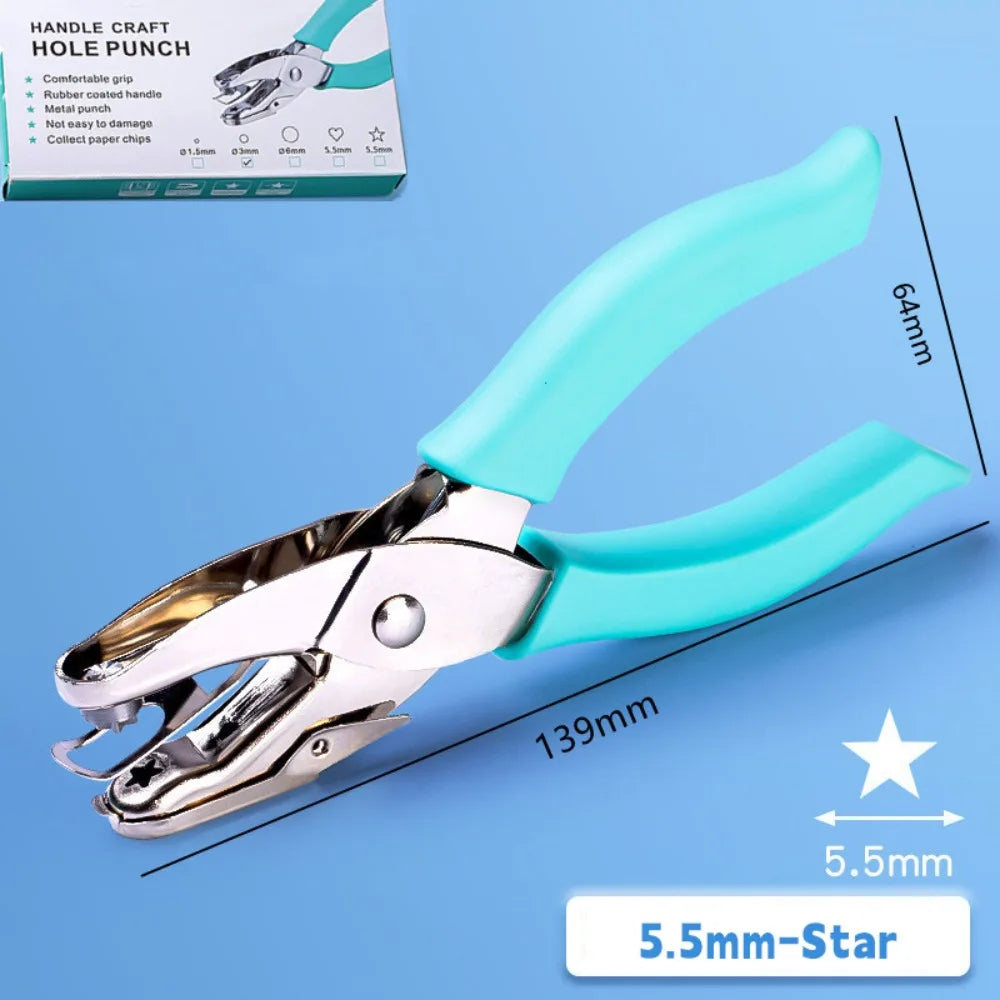 Round/Star/Heart Shape Punching Machine Labor-saving Single Hole Embosser DIY Craft Loose-leaf Binding Tools Hole Puncher