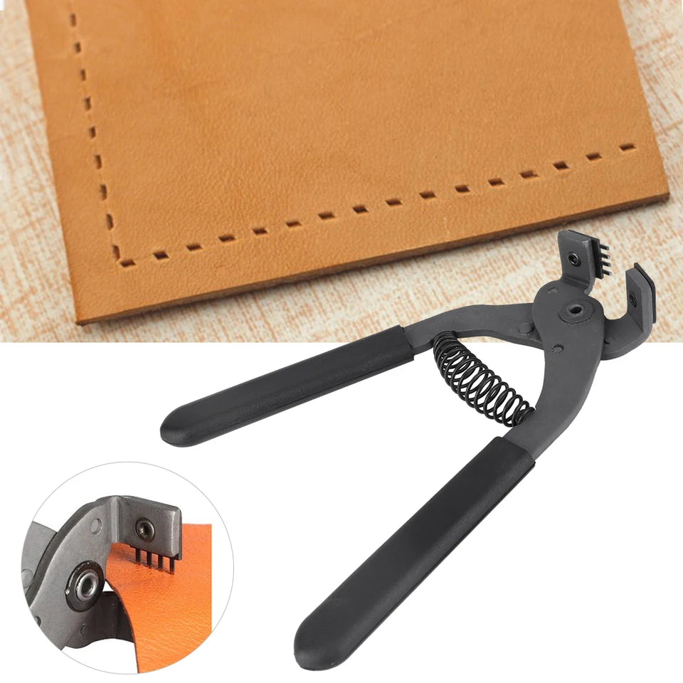 Leather Craft 17cm HandHeld Carbon Steel Silent Pliers Leather Craft Hole Punch Tool 4mm Stitching Chisel Hole Puncher