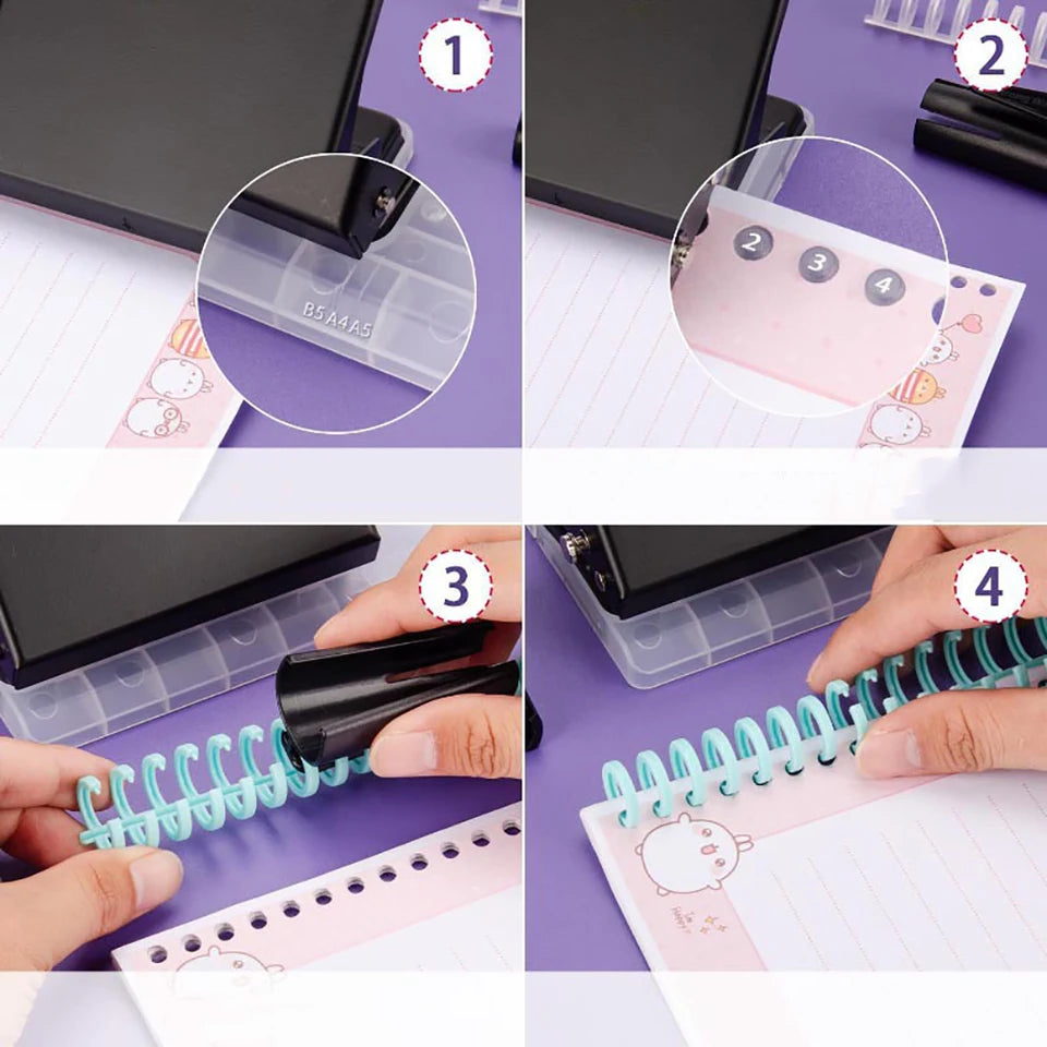 10-Holes Puncher Cutter for Office Stationery Tool Puncher Paper Hole DIY Creative Photo Hole Punch Disc Ring Binding Cutter