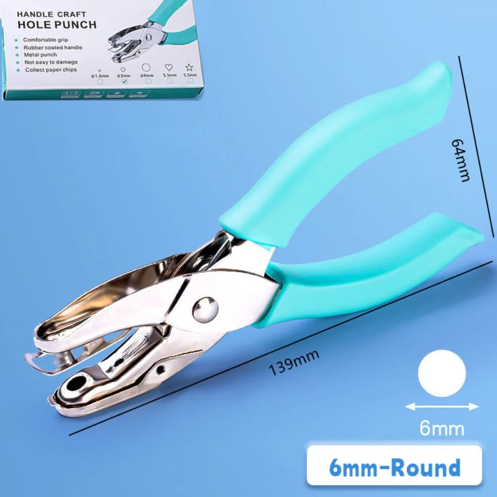 Round/Star/Heart Shape Punching Machine Labor-saving Single Hole Embosser DIY Craft Loose-leaf Binding Tools Hole Puncher