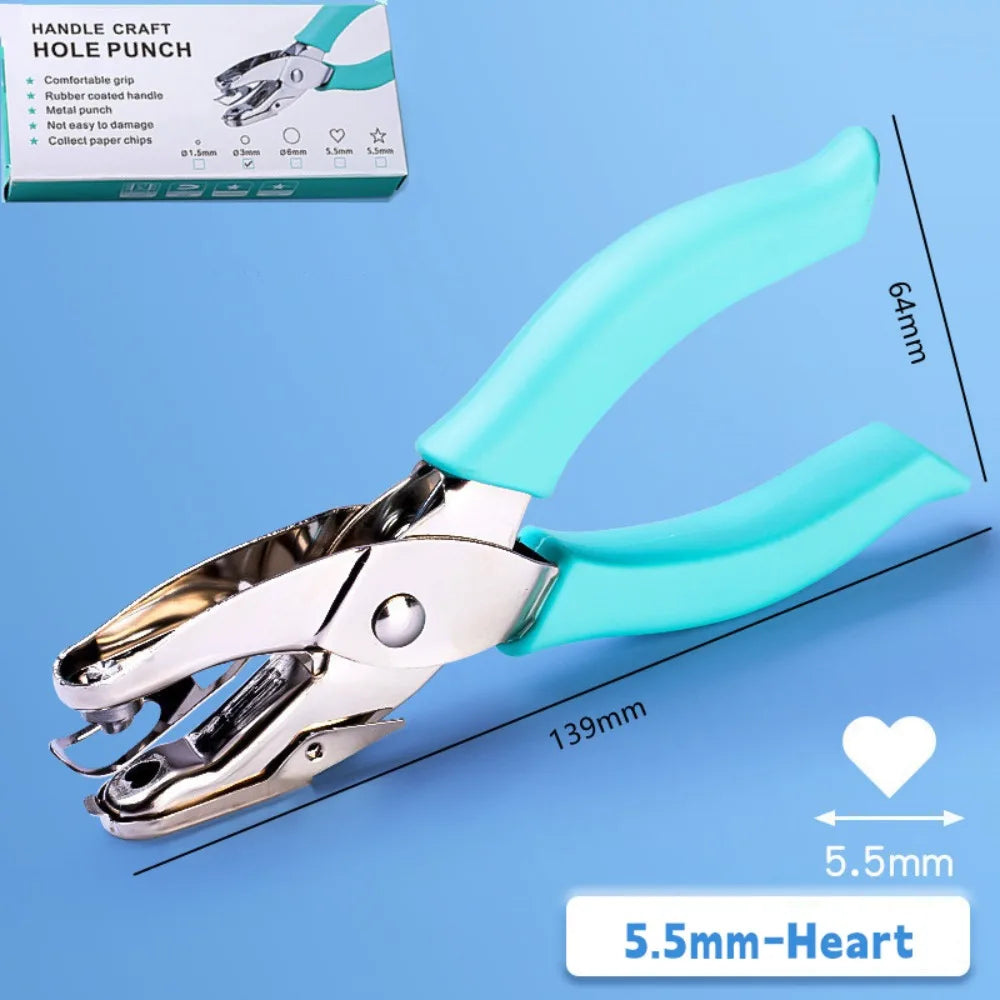 Round/Star/Heart Shape Punching Machine Labor-saving Single Hole Embosser DIY Craft Loose-leaf Binding Tools Hole Puncher