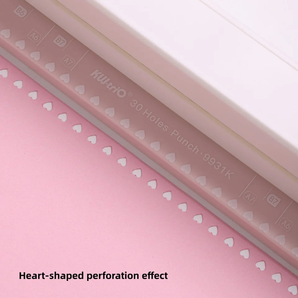 30-hole love-shaped hole puncher - Multi-functional adjustable hole spacing, suitable for A4/B5/A5/B6/A6 format binding