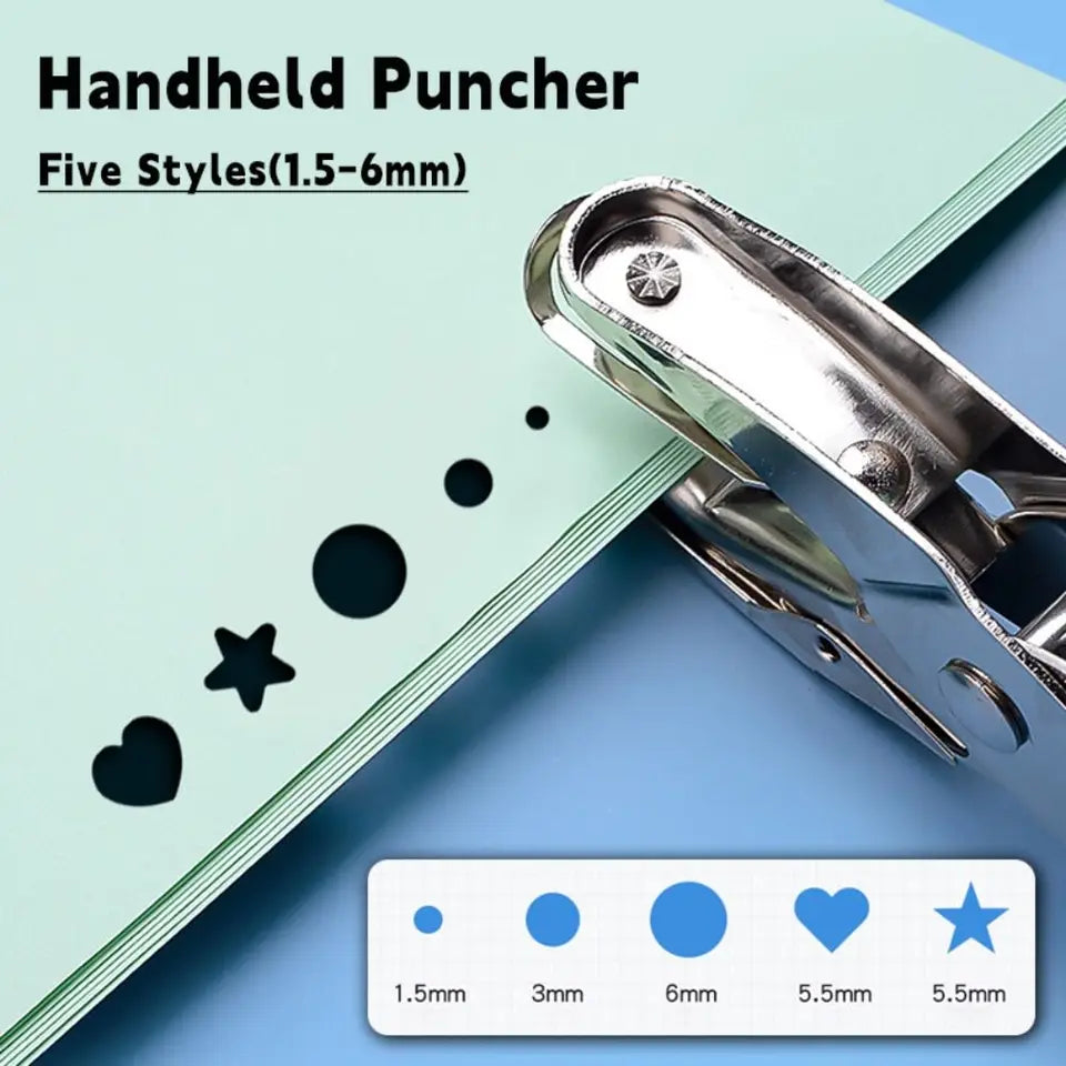 Round/Star/Heart Shape Punching Machine Labor-saving Single Hole Embosser DIY Craft Loose-leaf Binding Tools Hole Puncher