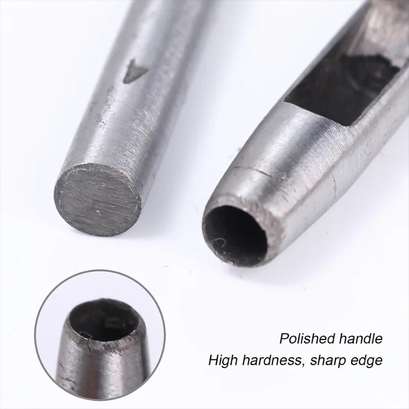 1-6Pcs Leather Round Hole Punch Carbon Steel Hollow Punching Cutting Cutter Tool for Leather Fabric Plastics Gaskets Bags 1-5mm