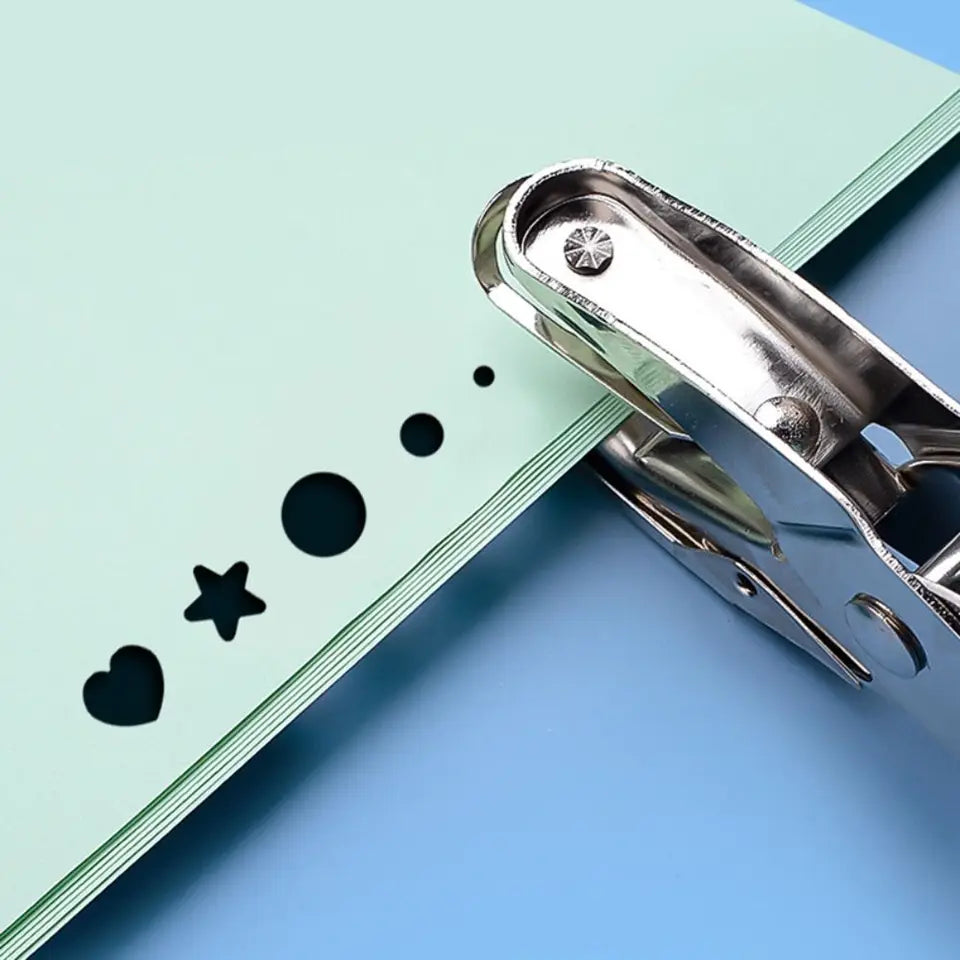 Round/Star/Heart Shape Punching Machine Labor-saving Single Hole Embosser DIY Craft Loose-leaf Binding Tools Hole Puncher