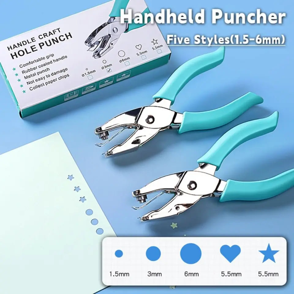 Round/Star/Heart Shape Punching Machine Labor-saving Single Hole Embosser DIY Craft Loose-leaf Binding Tools Hole Puncher